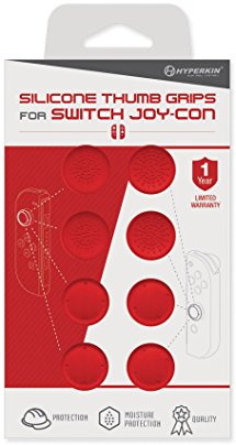 Hyperkin Silicone Thumb Grips for Nintendo Switch Joy-Con (Neo Red) (8-Pack)