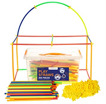Play Straws Set - 300 Piece Toy Straw Connectors for Creative Building - Educational STEM Toys for Boys & Girls