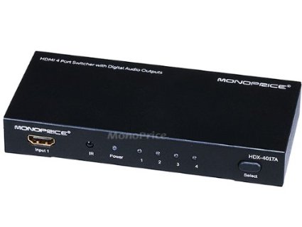 Monoprice 105557 4x1 HDMI Switch with Toslink Digital Coaxial and 3D Support