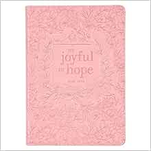 Christian Art Gifts Classic Journal Joyful in Hope Romans 12:2 Inspirational Scripture Notebook, Ribbon Marker, Pink Gold Floral Faux Leather Flexcover, 336 Ruled Pages