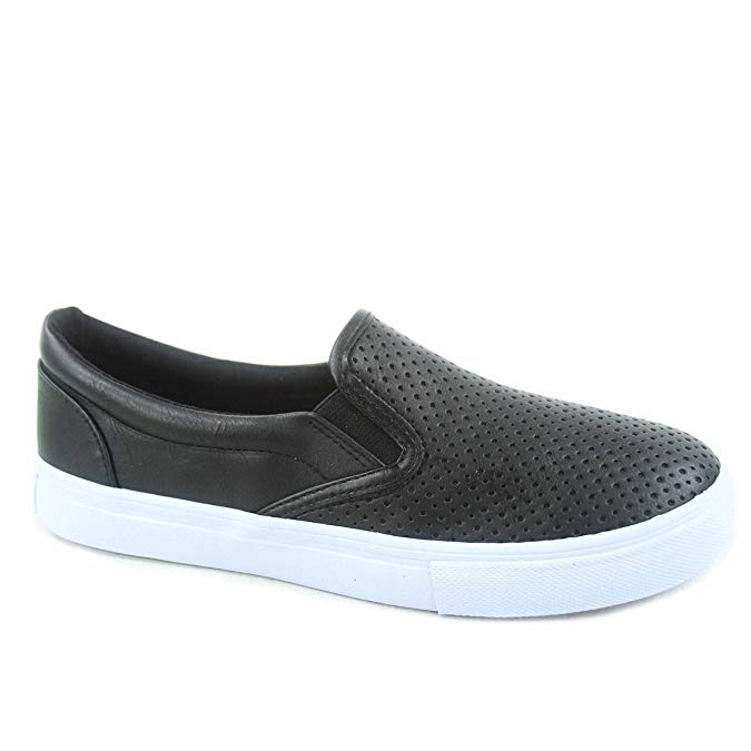 SODA Tracer-S Women's Cute Perforated Slip On Flat Round Toe Sneaker Shoes