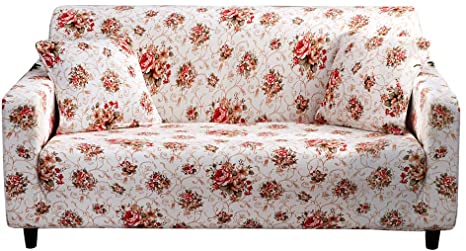 HOTNIU 1 Piece Printed Stretch Sofa Cover Elastic Polyester Spandex Couch Covers, Universal Fitted Sofa Slipcover for Sofa Furniture Protector (3 Seat, Pattern XLMMW)