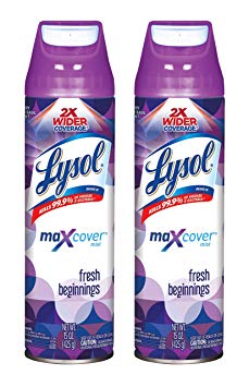 Lysol Max Cover Mist Fresh Beginnings, Berry and Basil Scent, Kills Viruses and Bacteria, 15 Ounce (Pack of 2)