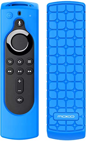 MoKo Silicone Remote Case Fits with Fire TV Stick Lite 2020, Fire TV Stick 4K, Fire TV Cube, Fire TV (3rd Gen) with 5.6" Alexa Voice Remote (2nd Gen), Shockproof Protective Cover - Blue