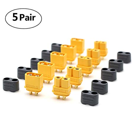 Updated XT60 Connectors with Sheath Dean Style for RC Battery (5 Paris Male and 5 Pairs Female) (XT60)