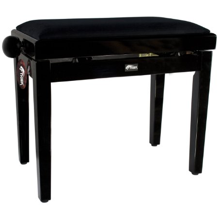 Tiger Adjustable Piano Stool Bench - Classic High Gloss Black
