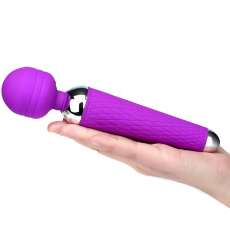 Sexy Slave Rechargeable and Waterproof Silicone Vibrator - 10 Function - Cordless Neck and Shoulder Portable Wand Body MassagerBest for MenWomen or CouplesPurple