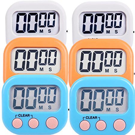 6 Pack Digital Kitchen Timer Magnetic Countdown Up Minute Second Timer