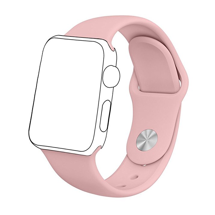 Yearscase 38MM Soft Silicone Sport Replacement Band for Apple Watch Series 1 2 3, S/M Size - Light Pink