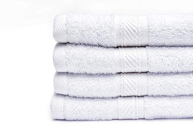 Cotton Hand Towel Set Pack of 4 White Bleached 15X30 inches Extra Large Soft and Premium Quality Towel Set Large Guest Towels, Hair Drying - Multipurpose Use for Hand, Face, Gym, Spa and Everyday Use