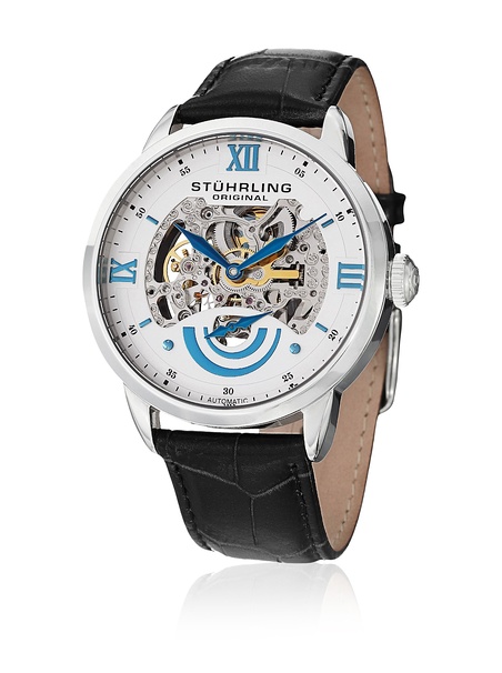 Stuhrling Original Men's 574.01 Symphony Aristocrat Executive II Automatic Skeleton Silver Dial Watch