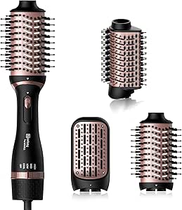 Nicebay Hair Dryer Brush,Hot Tools Blow Dryer Brush in One for Drying/Straightening/Curling/Voluming, Oval Hot Air Brush,One-Step Blowout Brush Hair Dryer with 3 Attachments, Multi-temperature Setting