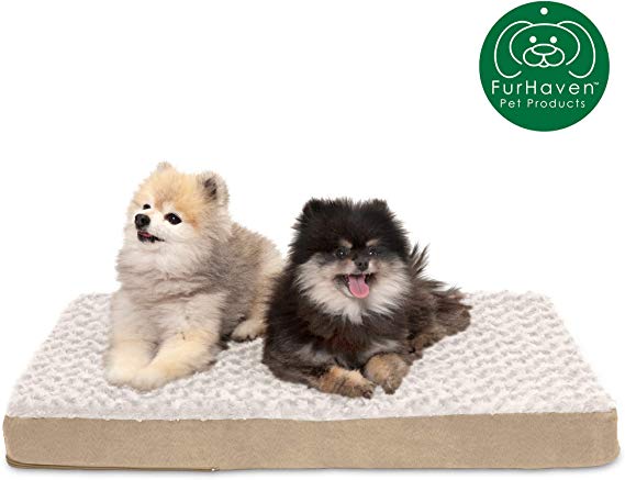 Furhaven Pet Dog Bed | Deluxe Orthopedic Traditional Mat Rectangular Step-On Foam Mattress Pet Bed w/ Removable Cover for Dogs & Cats - Available in Multiple Colors & Styles