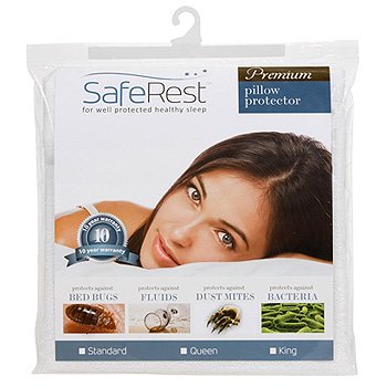 SafeRest Premium Hypoallergenic Bed Bug Proof Zippered Waterproof Pillow Protector 1 Standard Size