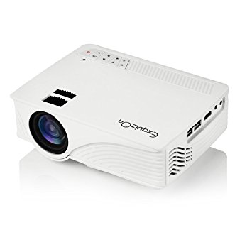 ExquizOn GP12 Home Video Projector with 1200 Lumen LED Multimedia Portable Projector for Home Cinema Theater Entertainment Games and Parties (White)