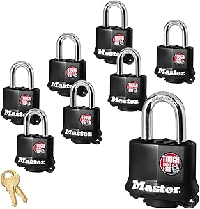 Master Lock (8) Keyed Alike Padlocks w/Thermoplastic Coating - 311KA-8