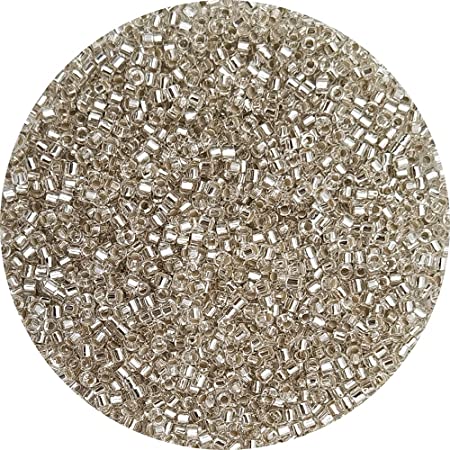 INSPIRELLE Size Almost Uniform 50 Gram 12/0 (2mm) Cylinder Seed Beads for Craft Jewelry Making, Silver Lined Crystal