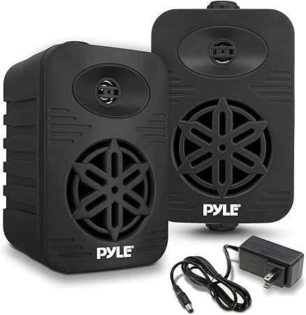 PyleUsa Bluetooth Indoor Outdoor Speakers Pair - 300 Watt Dual Waterproof 4” 2-Way Full Range Speaker System W/ 1/2” High Compliance Polymer Tweeter - Home, Boat, Deck, Patio, Poolside - PDWRBT46BK