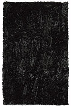 Faux Sheepskin Area Rug, 3'X5', Black