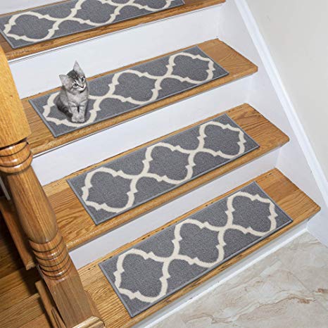 Ottomanson Ottohome Collection Stair Tread, 8.5" X 26" Pack of 7, Gray