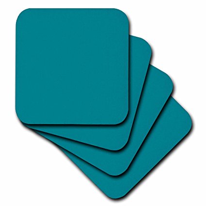 3dRose cst_159850_2 Plain Teal Blue Simple Modern Contemporary Solid One Single Color Turquoise Blue-Green Soft Coasters, (Set of 8)