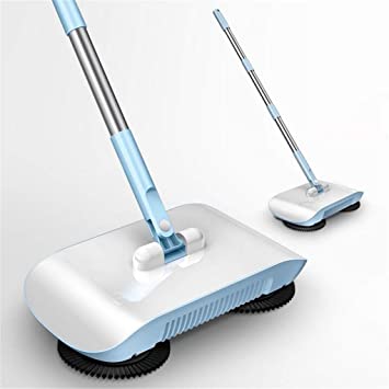 Radorock 3 in 1 Sweeper Mop Vacuum Cleaner Hand Push Floor Cleaner,Upgrade Soft and Thick Brush   Microfiber Mop Easy to Use (Blue)