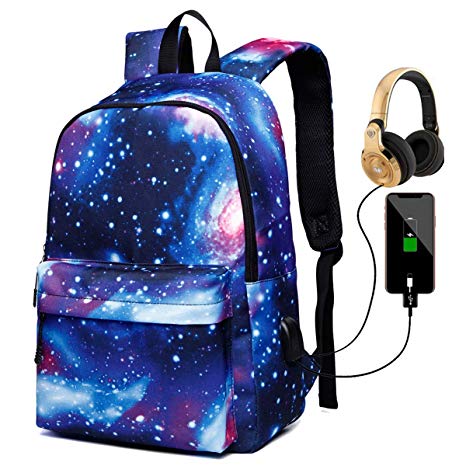 Utizar School Laptop Backpack with Charging Port, Starry Blue