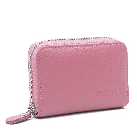 Credit Card Wallet,YOUNA RFID Blocking Genuine Leather Credit Card Holder for Women