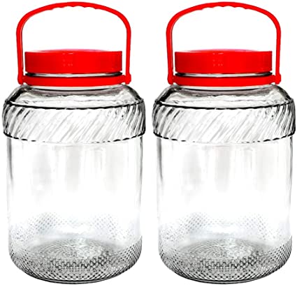 [NEW UPGRADE LEAKPROOF] Daitouge 1.3 Gallon Heavy Duty Glass Jars with Airtight Lid, Wide Mouth Canning Jars, Glass Canister for Convenient Pour and Fermenting, Set of 2