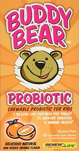 Renew Life Buddy Bear Probiotic, Sun-Kissed Orange Flavor, 60-Count