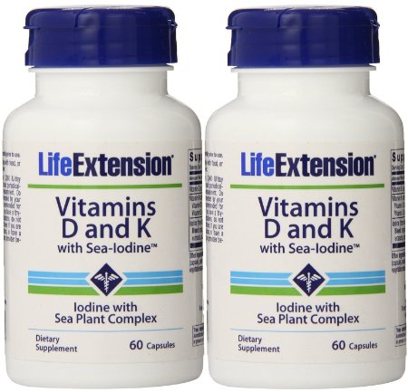 Life Extension Vitamins D and K with Sea-Iodine 60 capsules (2 pack)