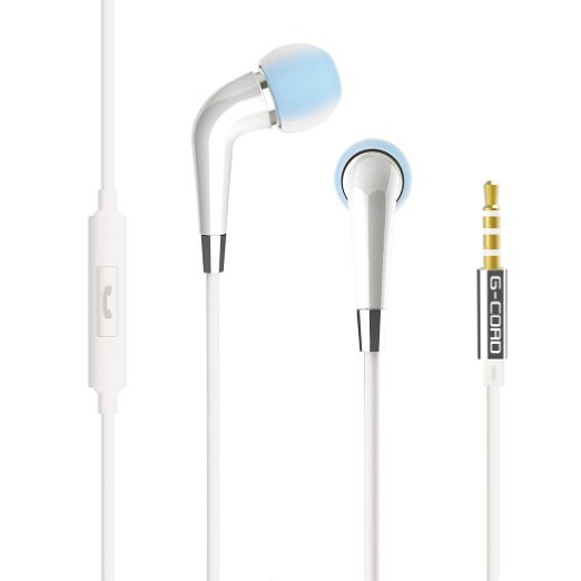 G-Cord In-Ear Earphones Stereo Sound Earbuds Noise Isolating Headphones with Built-in Mic