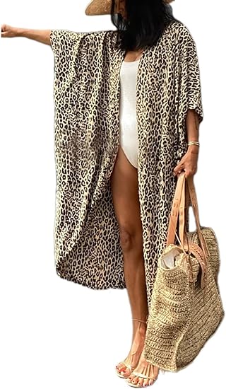 Bsubseach Stylish Tie Dye Open Front Long Kimono Swimsuit Cover up for Women