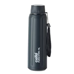 CELLO Puro Steel X Spike 900 Water Bottle | Leak Proof & Refrigerator Safe | PU Insulated | Wide Mouth Opening | Keeps Content Cold for Long Hours | 730ml, Dark Grey