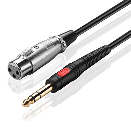 TNP Premium 3 Pin XLR Female to 6.3mm (1/4 Inch) TRS Stereo Jack Male M/F Balanced MIC Microphone Audio Interconnect Cable (15 FT), Gold Plated for Powered Speakers, Studio Sound Consoles