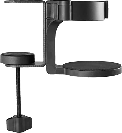 VIVO Clamp-on Desk and Bed Cup Holder, No Spill Adjustable Drink Mount, Support for Hydro Flasks, Coffee Mugs, Easy to Install, Horizontal or Vertical Surface Mounting, Black, Mount-CUP1