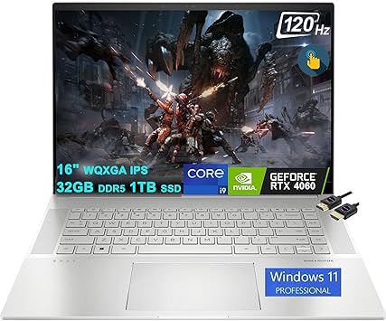 HP Envy 16 Gaming Laptop | 16" WQXGA 120Hz Touch 400nits 100% sRGB | 13th Gen Intel 14-Core i9-13900H | 32GB DDR5 1TB SSD | GeForce RTX 4060 8GB | Backlit Thunderbolt USB-C Win11Pro + HDMI Cable