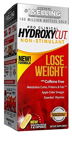 Hydroxycut Pro Clinical Caffeine Free Non Stim Weight Loss Supplement, 72 Count