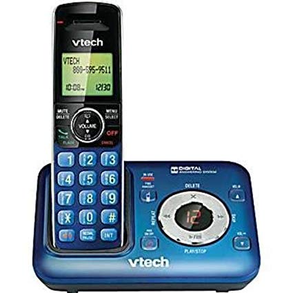 VTech CS6429-15 DECT 6.0 Cordless Phone with Digital Answering System and Caller ID, Expandable up to 5 Handsets, Wall Mountable, Blue