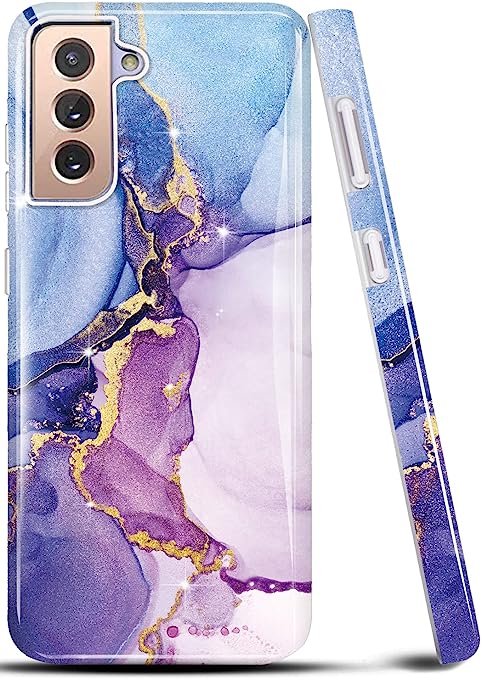 luolnh Galaxy S22 Case,Samsung Galaxy S22 Case for Girls Women,Gold Glitter Sparkle Marble Design Soft Silicone Rubber TPU Bumper Cover Skin Case for Samsung S22 5G(Blue/Pink/Purple)