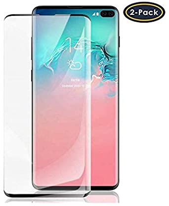 Galaxy S10 Plus Screen Protector, 2 Pack [Fingerprint Recognition] Complete 3D Curved Edge Tempered Glass Shield [9H Hardness] [Easy Installation] Suitable for Samsung Galaxy S10 Plus /S10