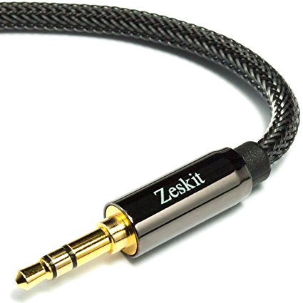 Zeskit 6.5’ Premium Audio Cable - 3.5mm, Braided Nylon Stereo Audio Cable (Male to Male)