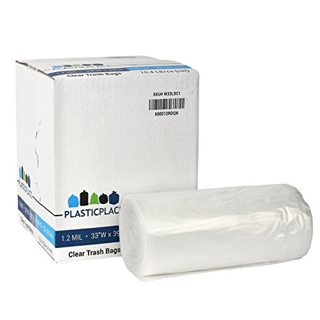 Plasticplace Clear Trash Bags, 33 Gallon, 33 x 39 100/case 1.2 Mil - EASY OPEN FLAP FOR YOUR CONVENIENCE