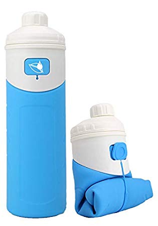 NatraCure Collapsible Water Bottle - BPA-Free - (Choose Standard or Insulated for Hot/Cold) - Best Reusable Sports Hydration System