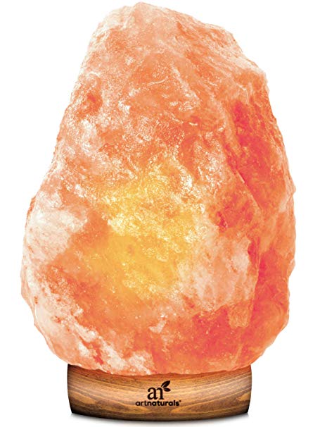 ArtNaturals Himalayan Rock Salt Lamp - Hand Carved Pink Crystal from Pure Salt in the Himalayas - for Rest, Relaxation and Energy - Real Wooden Base