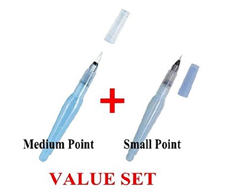 Pentel - Aquash Water Brush Medium Point & Small Point 2 Pens Profesional Arts Value Set