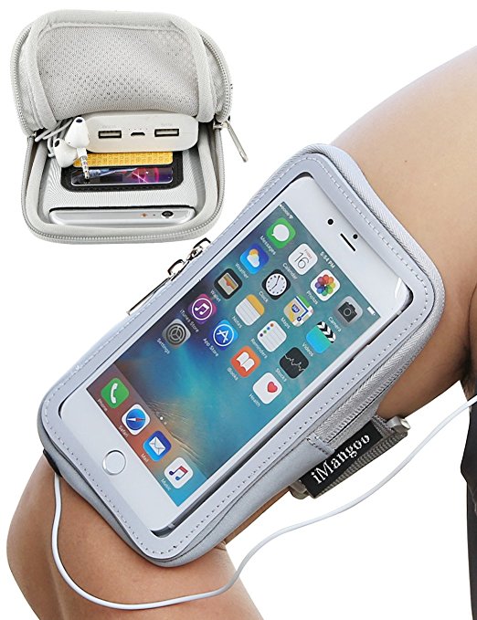 Samsung Armband, iMangoo Samsung Note 4 5 Armband Sports Pouch Running Pack Armband Gym Wrist Bag Touchscreen Sleeve Key Holder Wallet Case Cover Arm Band for Samsung HTC LG OnePlus Smartphone Grey