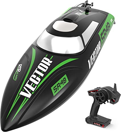 VOLANTEXRC Brushless RC Boat Vector SR48 for Kids and Adults, 35mph High-Speed Remote Control Boat Ready to Run with Self-Righting & Reverse Function for Pool & Lake (797-3)