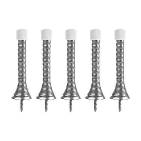 BCP 5pcs 3-1/8 inches Brushed Nickel Flexi Spring Door Stopper