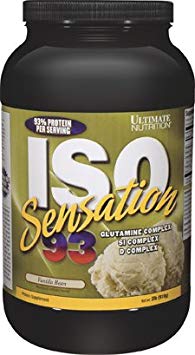 Ultimate Nutrition ISO Sensation 93% Pure Hydrolyzed Whey Protein Isolate Powder - Low Carb, Low Calorie, Non-GMO, Vanilla Bean, 2 Pounds